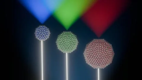 Quantum Dot Color Emission Depends on Size 3D Rendering Stock Illustration