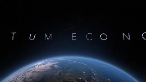 Quantum economics 3D title animation on the planet Earth background Stock Footage 256048304