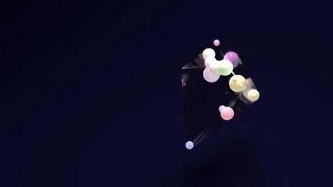 Quantum Encapsulation: Vibrant Molecules Suspended in Geometric Matrix Stock Footage 291089891