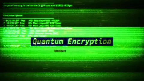 Quantum Encryption on digital screen message on computer screens 1 Stock Footage 317055870