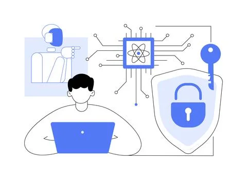 Quantum Encryption for Secure Networks abstract concept vector illustration. Stock Illustration