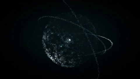 Quantum energy qubit orbiting particle core of cinematic granular particles 動画素材 339322869