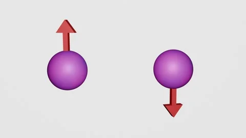 Quantum Entanglement. Subatomic particles with opposite spins Stock Footage 315476301