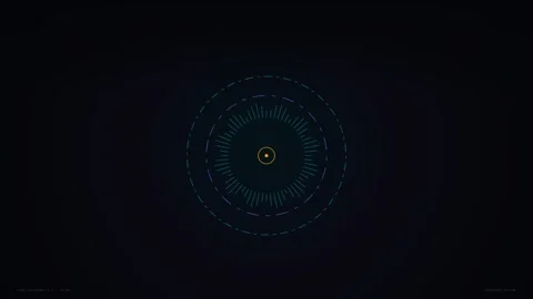Quantum Frequency Spectrum HUD with Radial Waveform Spikes 스톡 동영상 344798619