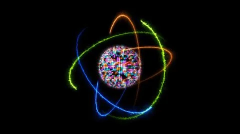Quantum futuristic computer animation abstract pastel tone light sphere ball  Stock-Illustration