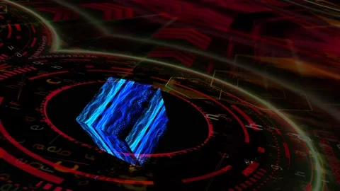 Quantum futuristic technology computer with digital cube reflection abstract Stock Footage 159523350
