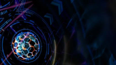 Quantum futuristic technology computer with digital hexagon and laser Stock Illustration