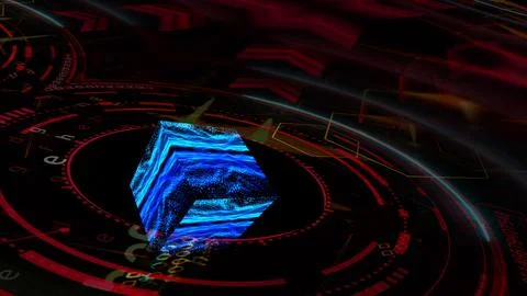 Quantum futuristic technology computer with digital cube reflection abstrac.. Stock Illustration