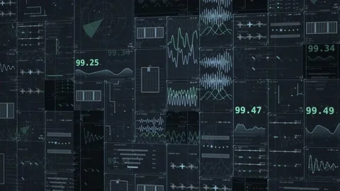 Quantum-hardware-wall-front-view-steel-lab-panels-loop Stock Footage 343622828