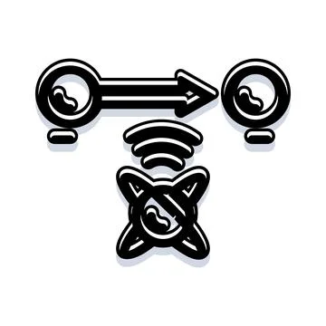 Quantum information transfer with entangled particles icon 스톡 일러스트