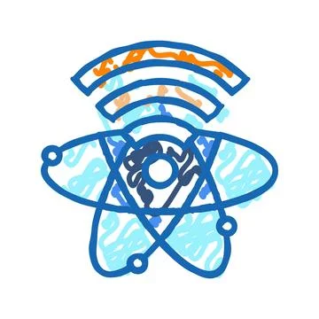 Quantum internet future technology icon doodle illustration Stock Illustration