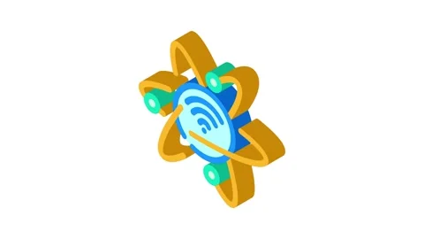 Quantum internet future technology isometric icon animation Stock Footage 327291946