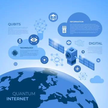 Quantum internet technology icons 스톡 일러스트