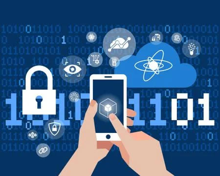 Quantum internet technology icons Illustrazione stock
