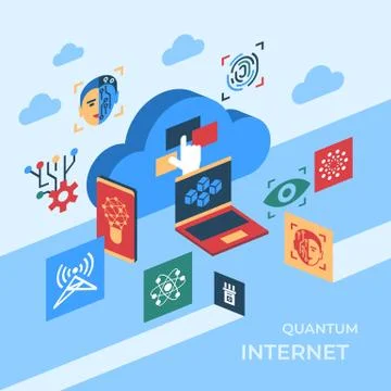 Quantum internet technology icons Stock-Illustration