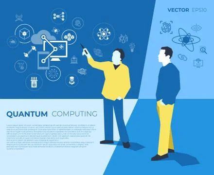 Quantum internet technology icons Stockillustratie