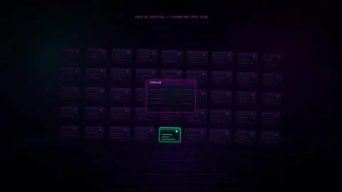 Quantum Invoice Grid Synchronizing Digital Payment Data on a Futuristic Blo.. 動画素材 347362218