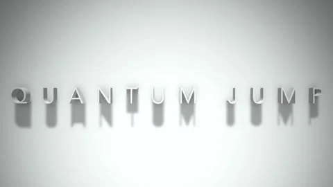 Quantum jump 3D title animation with shadows on a white background Video stock 297906098