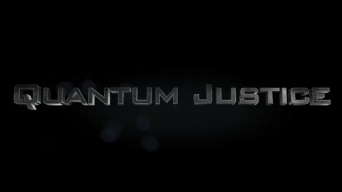Quantum Justice title metal text on black alpha channel background Stock Footage 296200827