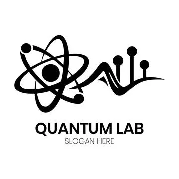 Quantum Lab Logo Design with Atom Symbol and Circuit Connections 스톡 일러스트