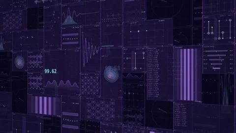 Quantum-laboratory-wall-violet-diagonal-deep-array-loop Stock Footage 343622976