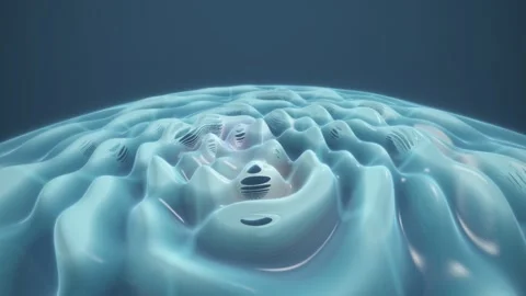 Quantum loop wave field abstract blue fluid motion background, energy ripples Видео 347956604