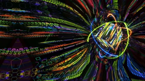 Quantum magnitic light blue core and futuristic computer animation abstract Stock Footage 153312970