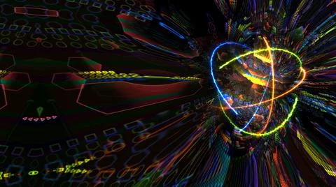 Quantum magnitic light blue core and futuristic computer animation abstract b 스톡 일러스트