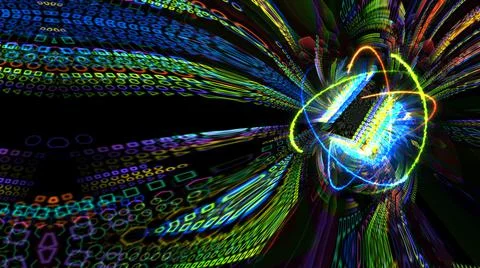 Quantum magnitic light blue core and futuristic computer animation abstract b Stock Illustration