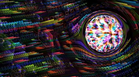 Quantum massive gravity light blue core and futuristic computer animation Stock Illustration