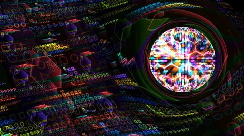 Quantum massive gravity light blue core and futuristic computer animation Stock Illustration