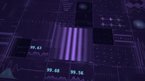 Quantum-measurement-deck-violet-scrolling-instruments-loop Video stock 343622978