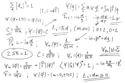 Quantum mechanics. Scientific formulas. Illustrazione stock
