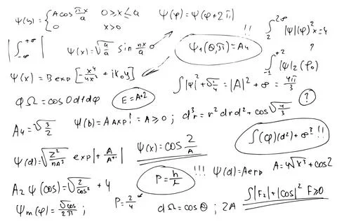 Quantum mechanics. Scientific formulas. Illustrazione stock