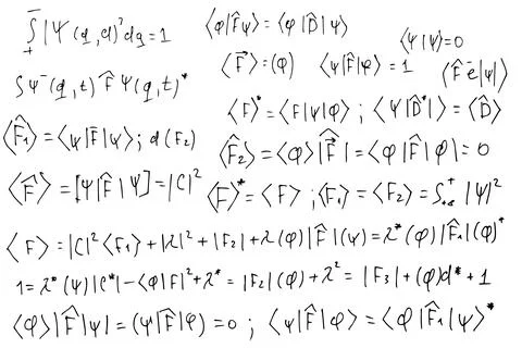 Quantum mechanics. Scientific formulas. Illustrazione stock