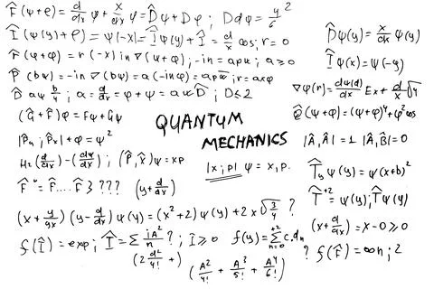Quantum mechanics. Scientific formulas. Illustrazione stock