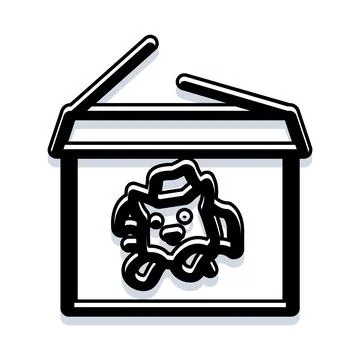 Quantum mechanics thought experiment with a cat in a box Stock Illustration