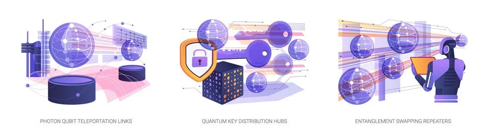 Quantum Networking Performance abstract concept vector illustrations. Stock Illustration