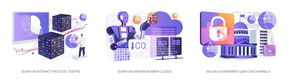Quantum Networking Sustainability abstract concept vector illustrations. Stock Illustration