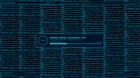 Quantum Neural Processing Unit Blue AI Core Animation. Видео 346969197