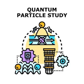 Quantum particle study analyzing scientific research and engineering Stock Illustration