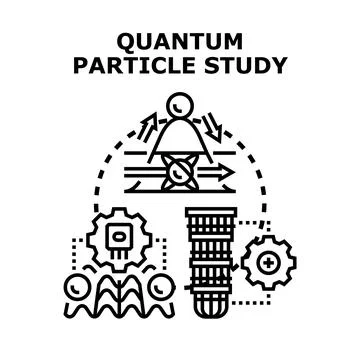Quantum particle study analyzing scientific research and engineering Stock Illustration