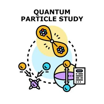 Quantum particle study scientific research concept Stock Illustration