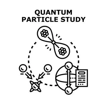Quantum particle study scientific research concept Stock Illustration