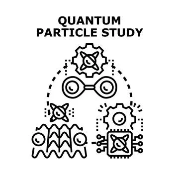 Quantum particle study vector analyzing scientific research Illustrazione stock