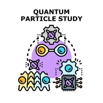 Quantum particle study vector analyzing scientific research Illustrazione stock