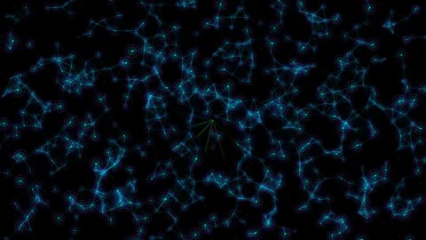 Quantum Particles and Glowing Energy Network Motion Background Stock Footage 345306500