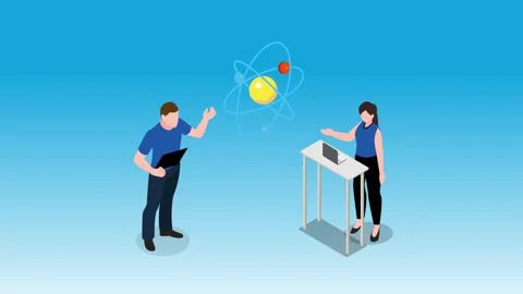 Quantum Physics and Nuclear Science Education Concept 3d animation cartoon Stock Footage 337945069