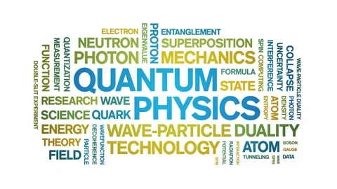 Quantum Physics animated word cloud,animation kinetic typography seamless loop. Stock Footage 325050337