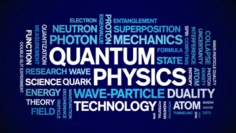 Quantum Physics animated word cloud,animation kinetic typography seamless loop. Stock Footage 325050383